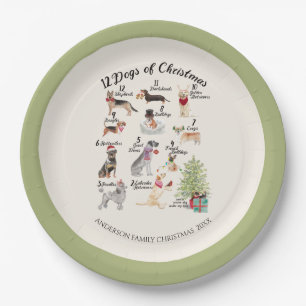 Assiettes En Carton Chiens de la célébration 12 de vacances de Noël