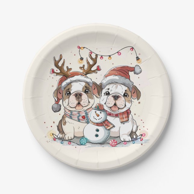 Assiettes En Carton Chiens de Noël (Devant)