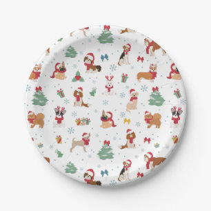 Assiettes En Carton Chiens de Noël en accessoires de vacances