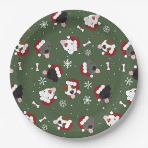 Assiettes En Carton Chiens de Noël sur Vert