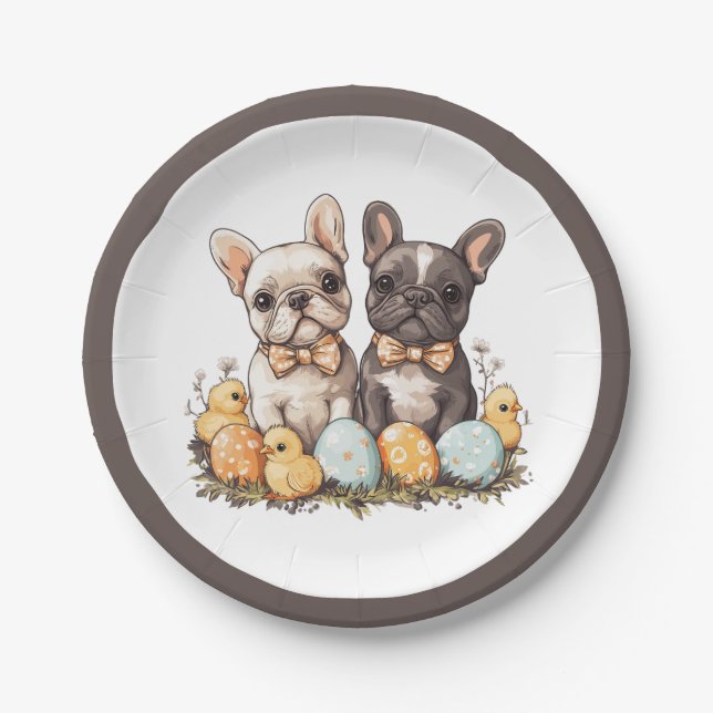 Assiettes En Carton Chiens de Pâques (Devant)