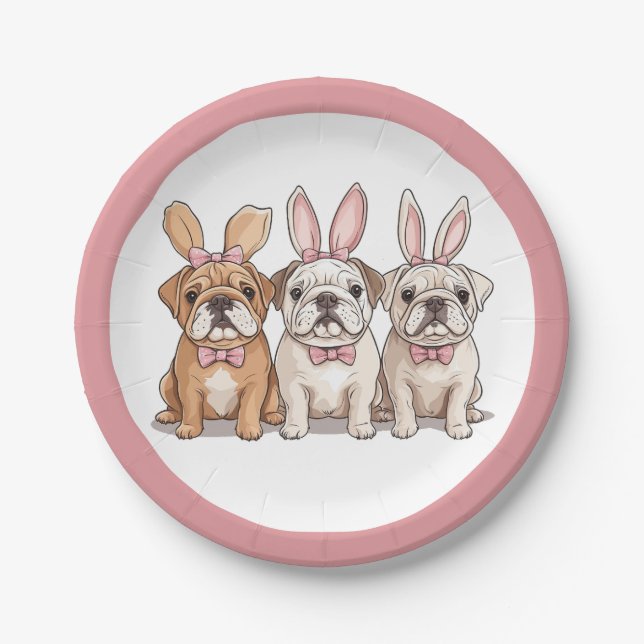 Assiettes En Carton Chiens de Pâques (Devant)