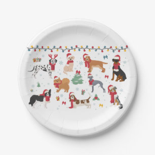 Assiettes En Carton Chiens de père Noël