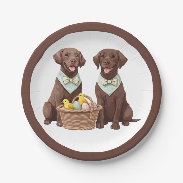Assiettes En Carton Chiens de récupération du labrador de pâques (Devant)