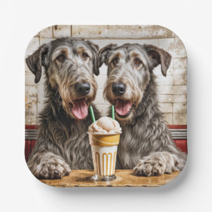 Assiettes En Carton Chiens de Wolfhound irlandais partageant un Milksh