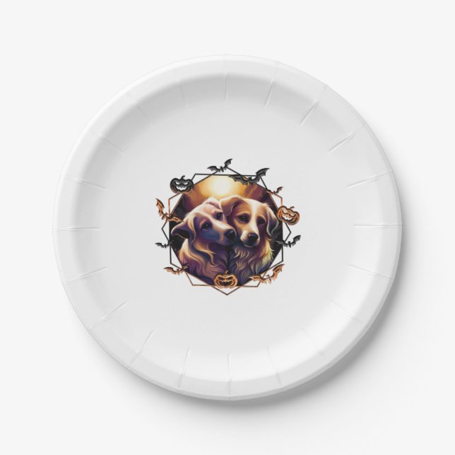 Assiettes En Carton Chiens d'Halloween (Devant)