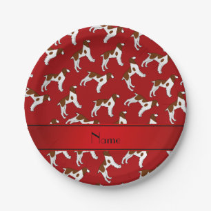 Assiettes En Carton Chiens rouges nommés personnalisés d'épagneul d