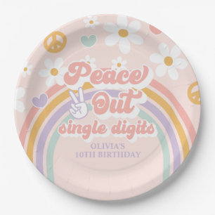 Assiettes En Carton Chiffres simples Peace Out 10e anniversaire