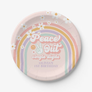 Assiettes En Carton Chiffres simples Peace Out Pastel rainbow
