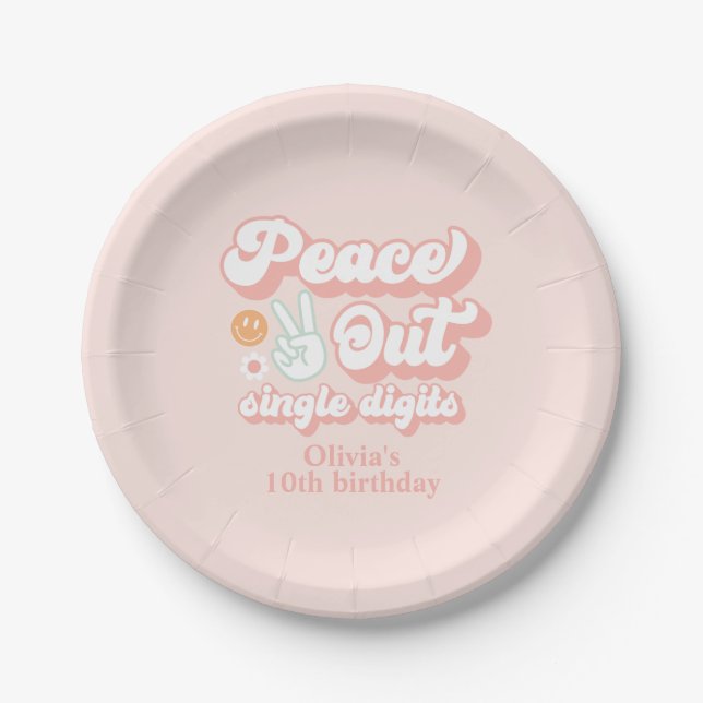 Assiettes En Carton Chiffres super de Peace Out 10e anniversaire (Devant)