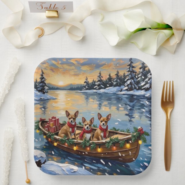 Assiettes En Carton Chihuahua Christmas Boat Holiday (Mariage)