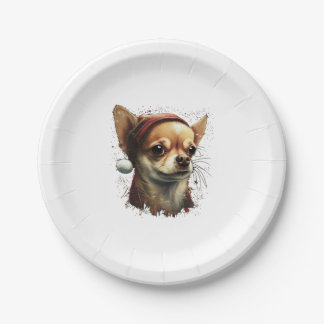 Assiettes En Carton Chihuahua Joyeux Noël X-Mas Tree Cute