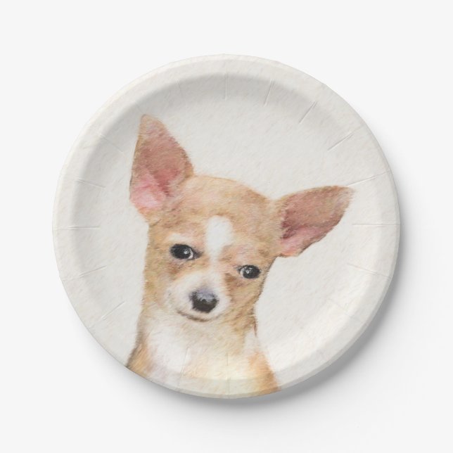 Assiettes En Carton Chihuahua Peinture - Cute Original Chien Art (Devant)