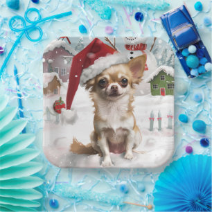 Assiettes En Carton Chihuahua Winter Wonderland Christmas Joy