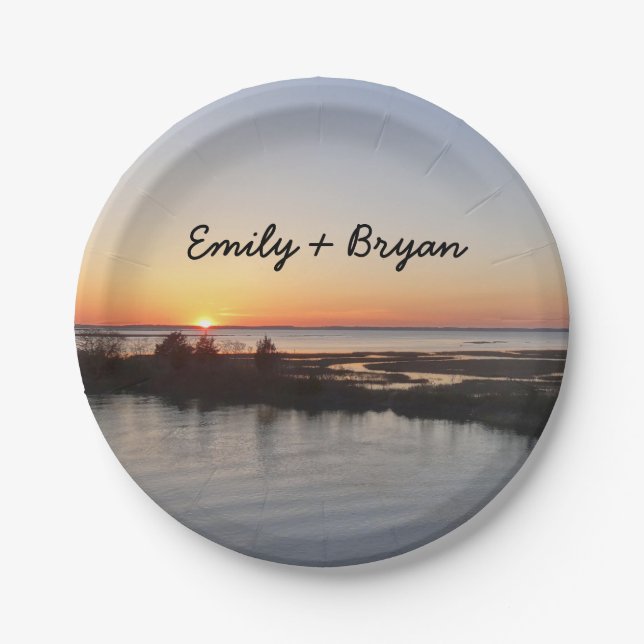 Assiettes En Carton Chincoteague Sunset I Virginia Paysage (Devant)