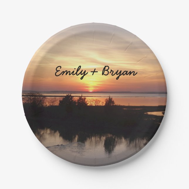 Assiettes En Carton Chincoteague Sunset II Virginia Paysage (Devant)