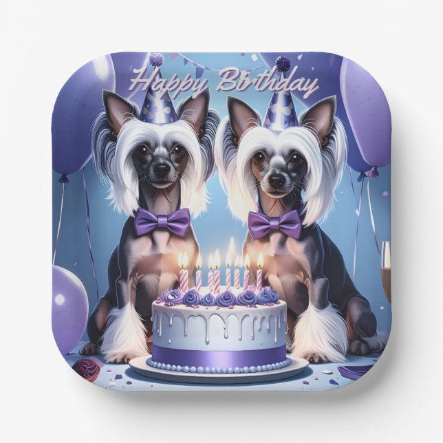 Assiettes En Carton Chinese Crested Birthday (Recto)