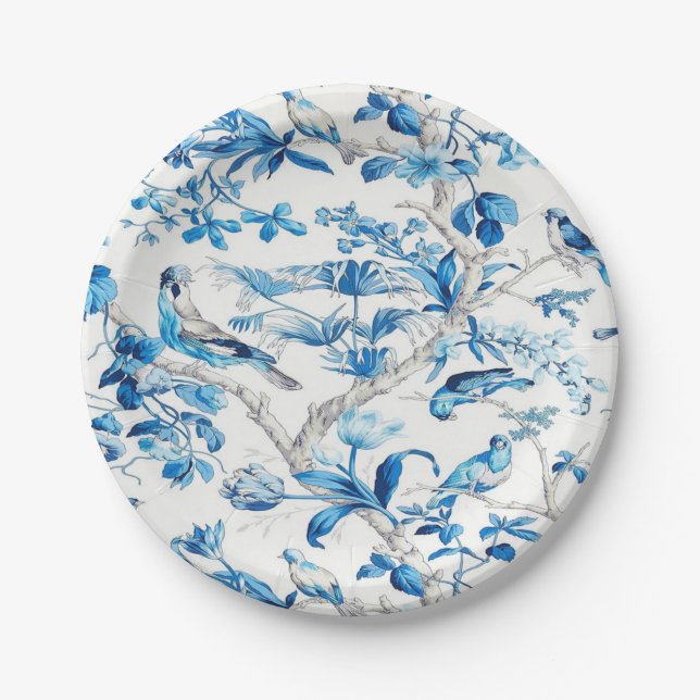 Assiettes En Carton Chinoiserie bleue et blanche (Devant)