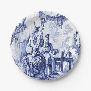 Assiettes En Carton Chinoiserie bleue et blanche