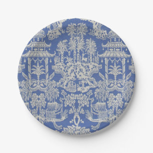 Assiettes En Carton Chinoiserie bleue et blanche