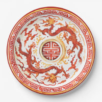 Chinoiserie Dragon Impérial Faux Chine Rouge Or