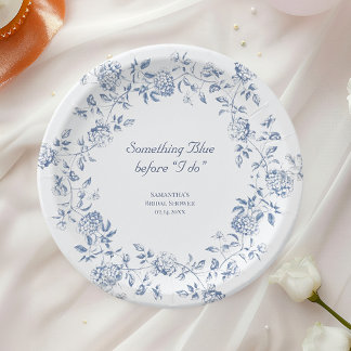 Assiettes En Carton Chinoiserie Florale Quelque Chose de Bleu Enterrem