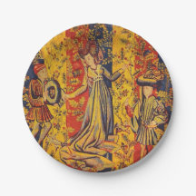 Chinoiserie médiévale italienne rouge jaune