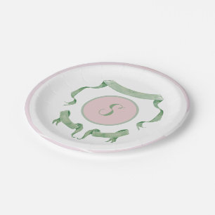 Assiettes En Carton Chinoiserie Pink Ribbons Logo Crest
