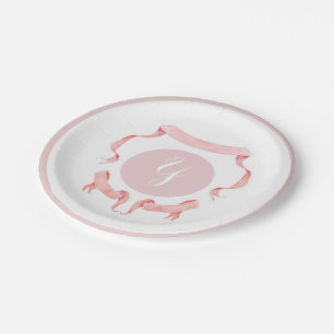 Assiettes En Carton Chinoiserie Pink Ribbons Logo Crest