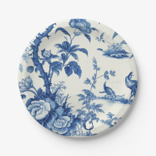 Assiettes En Carton Chinoiseries bleues et blanches
