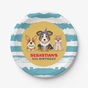 Assiettes En Carton Chiot Aadoption Chien thème fête d'anniversaire
