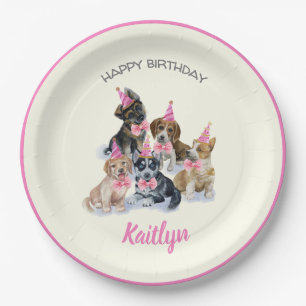 Assiettes En Carton Chiot pur   Chiens Thème Anniversaire Fournitures 