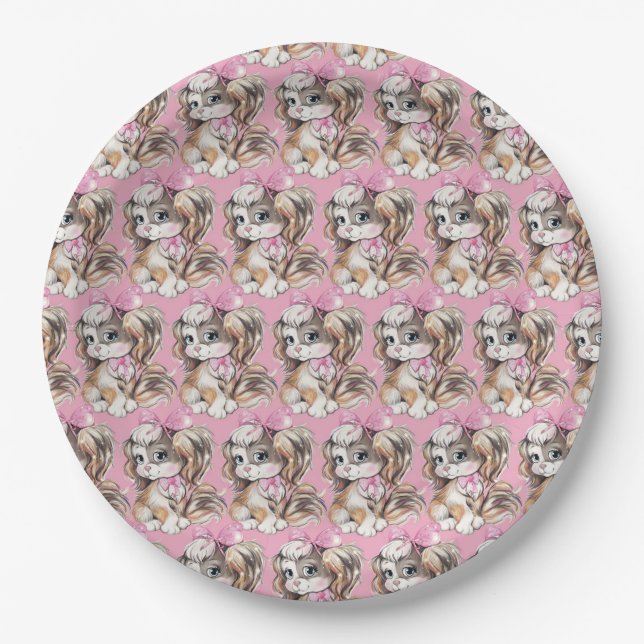 Assiettes en carton chiots (Devant)