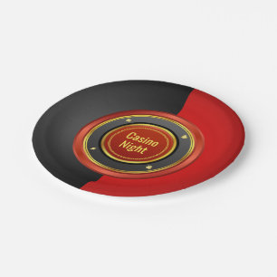 Assiettes En Carton Chip de casino Night Red et Black Poker