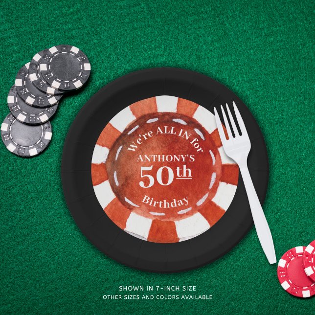 Assiettes En Carton Chip Poker Casino Anniversaire Personnalisé (Créateur téléchargé)