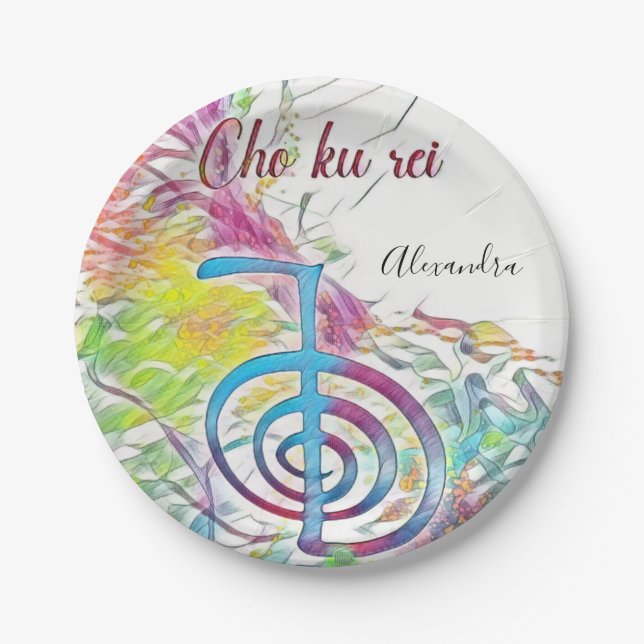 Assiettes En Carton Cho Ku Rei - Aquarelle Abstraite (Devant)