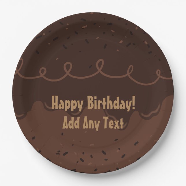 Assiettes En Carton Chocolat Anniversaire Gel Frosting (Devant)