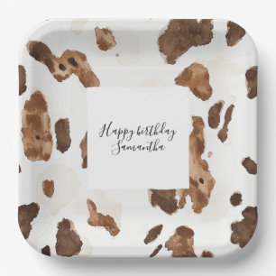 Assiettes En Carton Chocolat Brown crémeux Vache Imprimer Animal Anniv
