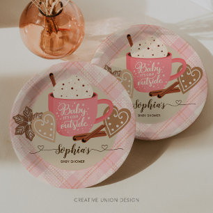 Assiettes En Carton Chocolat chaud Baby shower d'hiver fille