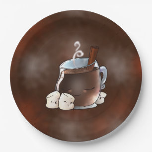 Assiettes En Carton Chocolat chaud de Kawaii et Marshmallows