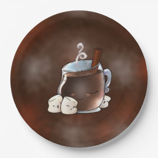 Assiettes En Carton Chocolat chaud de Kawaii et Marshmallows