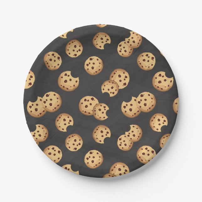 Assiettes En Carton Chocolat Chip Cookies Chalkboard Anniversaire Papi (Devant)