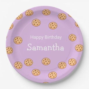 Assiettes En Carton Chocolat chips biscuits d'anniversaire violet
