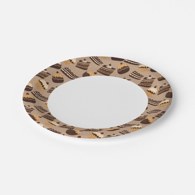 Assiettes En Carton Chocolat et pâtisseries motif 3 (Angle)