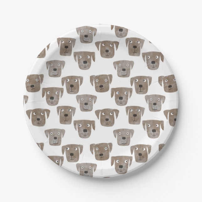 Assiettes En Carton Chocolat Labrador Retriever Chien Motif mignon (Devant)