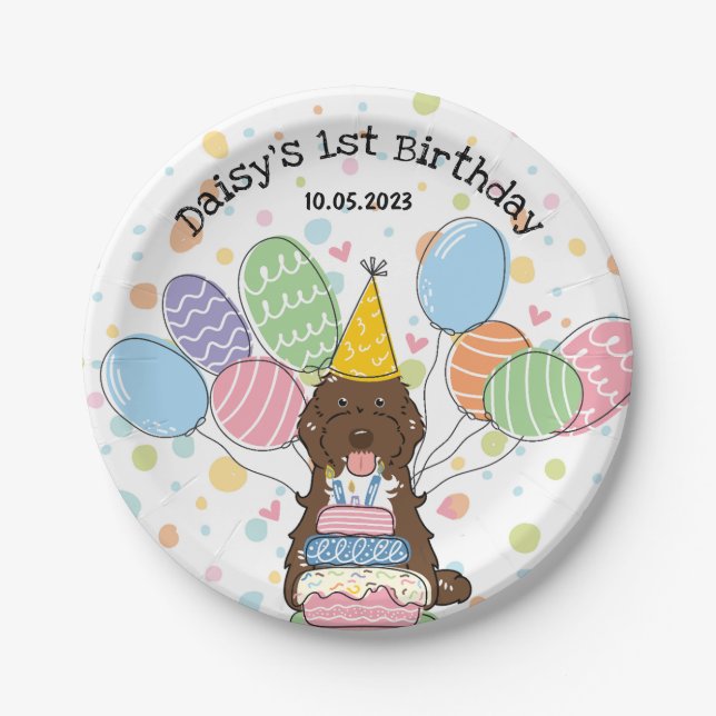 Assiettes En Carton Chocolat Tuxedo Cockapoo Cavapoo Chien Anniversair (Devant)