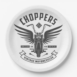 Assiettes En Carton Choppers Motocyclettes Vintages