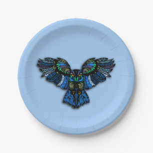 Assiettes En Carton Chouette bleue