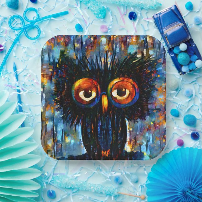 Assiettes En Carton Chouette brillante et sage (Fête)