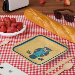 Assiettes En Carton Chouette d'art populaire nordique